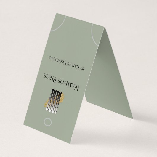 Moderne Sage Groene Hangende Armband Display Logo Visitekaartjes (Achterkant)