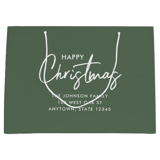 Moderne Sage Groene Kerstmis Groot Cadeauzakje (Voorkant)