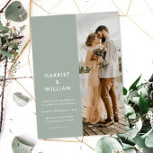 Moderne Sage Groene Minimalistische Bruiloft Kaart