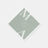 Moderne Sage Groene Minimalistische Bruiloft Servet (Hoek)