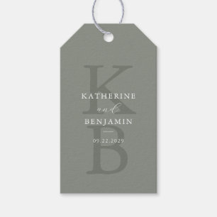 Moderne Sage Groene Monogram Minimalistische Bruil Cadeaulabel