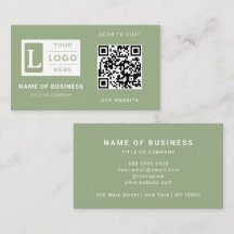 Moderne Sage Groene QR Code Minimalistische Aangep