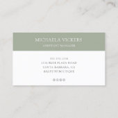 Moderne Sage Groene QR Code Professioneel Visitekaartje (Achterkant)