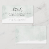 Moderne Sage Groene Waterverf Bruiloft Details Informatiekaartje (Voorkant / Achterkant)