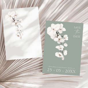 Moderne Sage Groene Witte Orchidee Huwelijk Save The Date