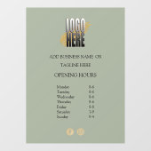 Moderne Sage Groene Zakelijke Openingstijden Raamsticker (Vel)