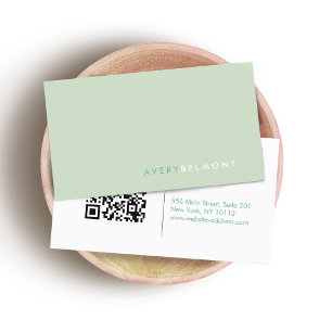 Moderne Sage Minimalist Professionele QR-code Visitekaartje