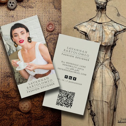 Moderne Sage Professionele Bedrijfsfoto Visitekaartje