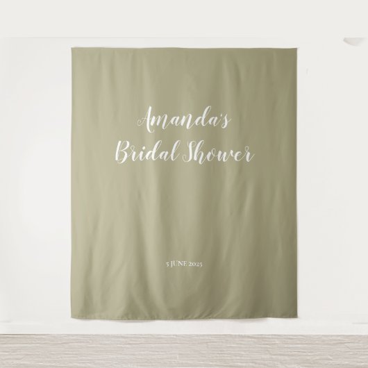Moderne Sage Script Bruiloft Backdrop Wandkleed (Voorkant)