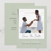 Moderne Sage Trouwfoto Save The Date (Voorkant / Achterkant)