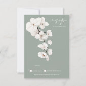 Moderne Sage Vert Orchidée Blanche Mariage RSVP (Devant)