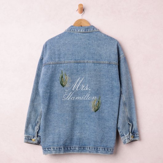 Moderne Saguaro Cactus Bruiloft Mrs bruid Denim Jacket (Hangar)
