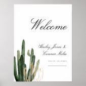 Moderne Saguaro Cactus Woestijn Bruiloft Welkomstb Poster (Voorkant)