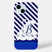 Moderne Sailboot Monogram Aangepast Case-Mate iPhone Case (Achterkant)