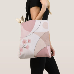 Moderne Sakura Minimalistische Geometrische Stijl Draagtas
