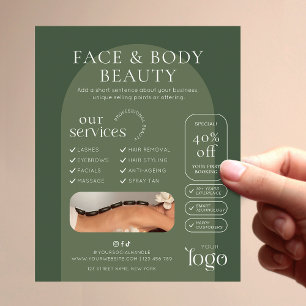 Moderne Salie Groene Boho Schoonheidsspa Salon Mar Flyer
