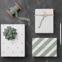 Moderne saliegroen cadeaupapier vellen 3 stuks geo