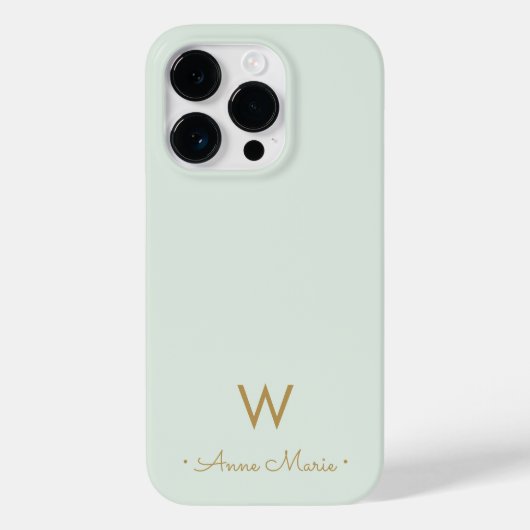 Moderne Saliegroen Gouden Script Monogram Case-Mate iPhone Case (Achterkant)