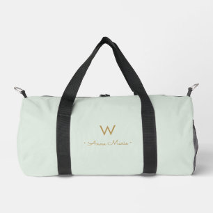 Moderne Saliegroen Gouden Script Monogram Plunjezak