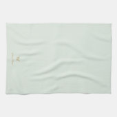 Moderne Saliegroen Gouden Script Monogram Theedoek (Horizontaal)