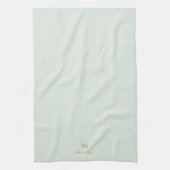 Moderne Saliegroen Gouden Script Monogram Theedoek (Verticaal)
