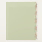 Moderne Saliegroen Witte Script Monogram Planner (Achterkant)