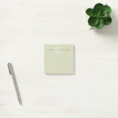 Moderne Saliegroen Witte Script Monogram Post-it® Notes (Kantoor)