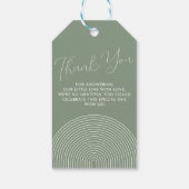 Moderne saliegroene babyshower chique script cadeaulabel (Achterkant)