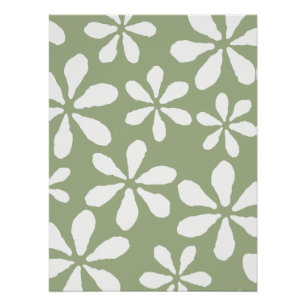 Moderne Saliegroene Bloemmotief Eenvoudige Botanis Perfect Poster
