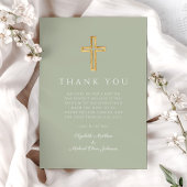 Moderne Saliegroene Doopkruis Bedankkaart
