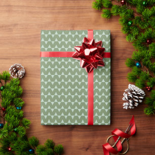 Moderne saliegroene driehoek kerst geometrisch cadeaupapier