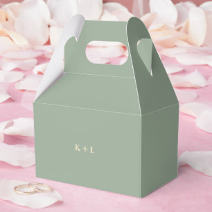 Moderne saliegroene eenvoudige monogram bruiloft bedankdoosjes