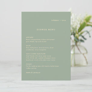 Moderne saliegroene eenvoudige trouwdag menu