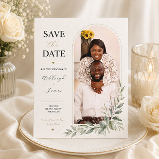 Moderne Saliegroene Foto Save the Date