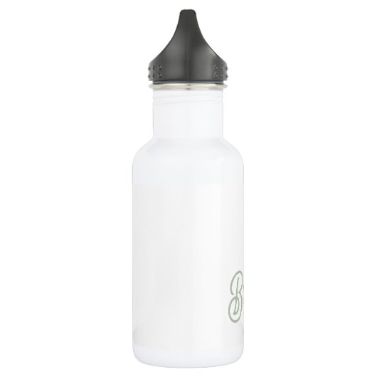 Moderne saliegroene gepersonaliseerde monogram en waterfles (Links)