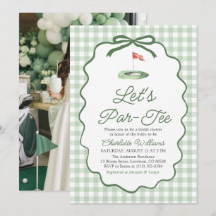 Moderne Saliegroene Golf Let's Par-Tee Bruidsborre Kaart