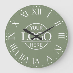 Moderne Saliegroene Merk Business Logo Aangepast Grote Klok