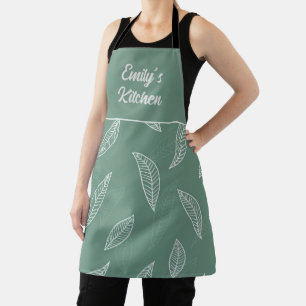 Moderne Saliegroene Minimalistische Blad Keuken Schort