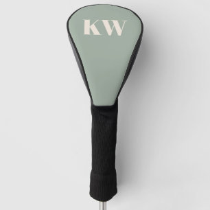 Moderne saliegroene monogram beginletters geperson golfheadcover