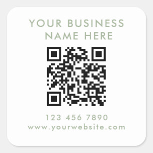 Moderne Saliegroene QR-code Zakelijke Promotie Vierkante Sticker