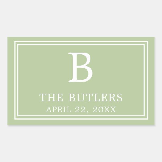 Moderne saliegroene rechthoekige sticker (Voorkant)