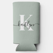 Moderne saliegroene script monogram (Achterkant)