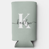 Moderne saliegroene script monogram (Voorkant)