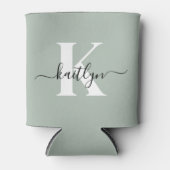 Moderne saliegroene script monogram blikjeskoeler (Voorkant)