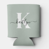 Moderne saliegroene script monogram blikjeskoeler (Achterkant)