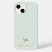 Moderne saliegroene script monogram Case-Mate iPhone case (Achterkant)
