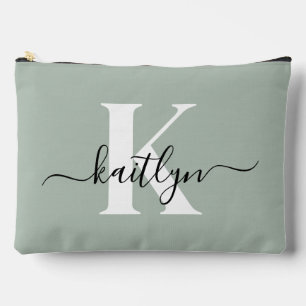 Moderne saliegroene script monogram etui