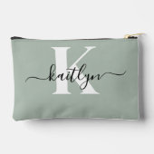 Moderne saliegroene script monogram etui (Achterkant)