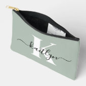 Moderne saliegroene script monogram etui (Open)