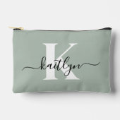 Moderne saliegroene script monogram etui (Voorkant)
